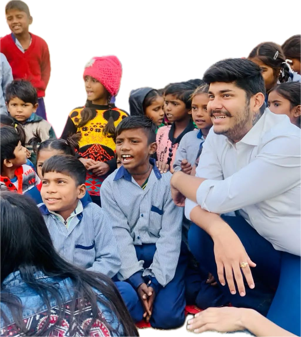Vastav (Alaukik Mishra) with students from his NGO, Soch Pe Kharoch